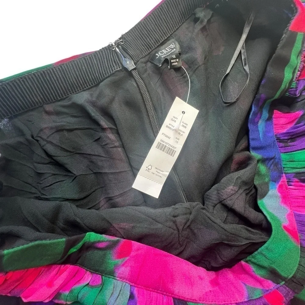 J.Crew Collection Full Length Tiered Skirt in Floral Chiffon Size 12